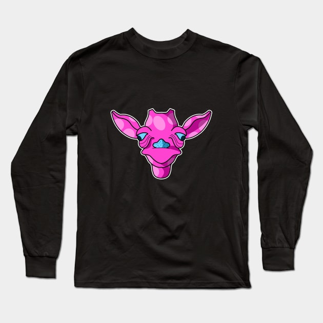 cute pinky baby giraffe face Long Sleeve T-Shirt by dwalikur